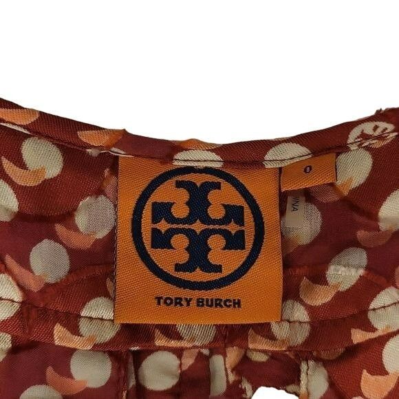 Tory Burch Janetta Midi Dress Silk Blend Ruffle Red Rust 0