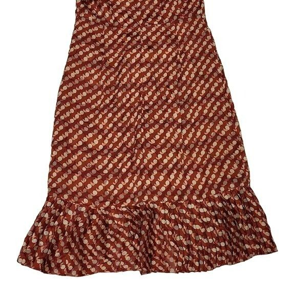 Tory Burch Janetta Midi Dress Silk Blend Ruffle Red Rust 0