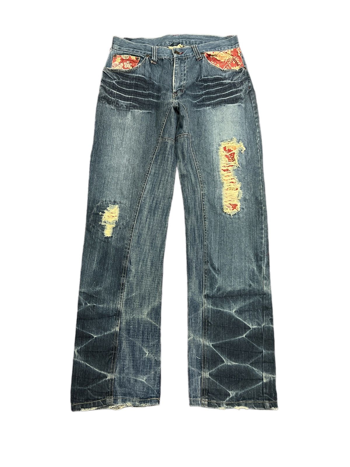 Art Comes First × Japanese Brand RARE DESIGN💥 DISTRESSED DENIM PANTS Size US 32 / EU 48 - 1 Thumbnail