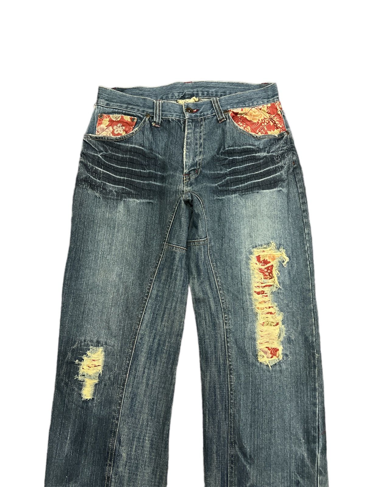 Art Comes First × Japanese Brand RARE DESIGN💥 DISTRESSED DENIM PANTS Size US 32 / EU 48 - 3 Thumbnail