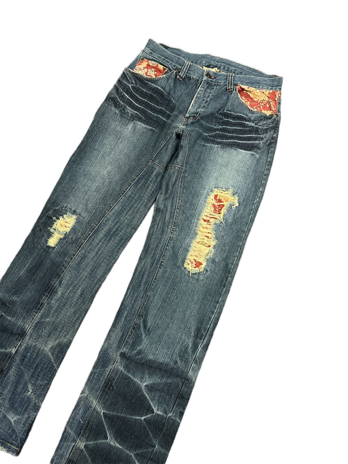 Art Comes First × Japanese Brand RARE DESIGN💥 DISTRESSED DENIM PANTS Size US 32 / EU 48 - 4 Thumbnail