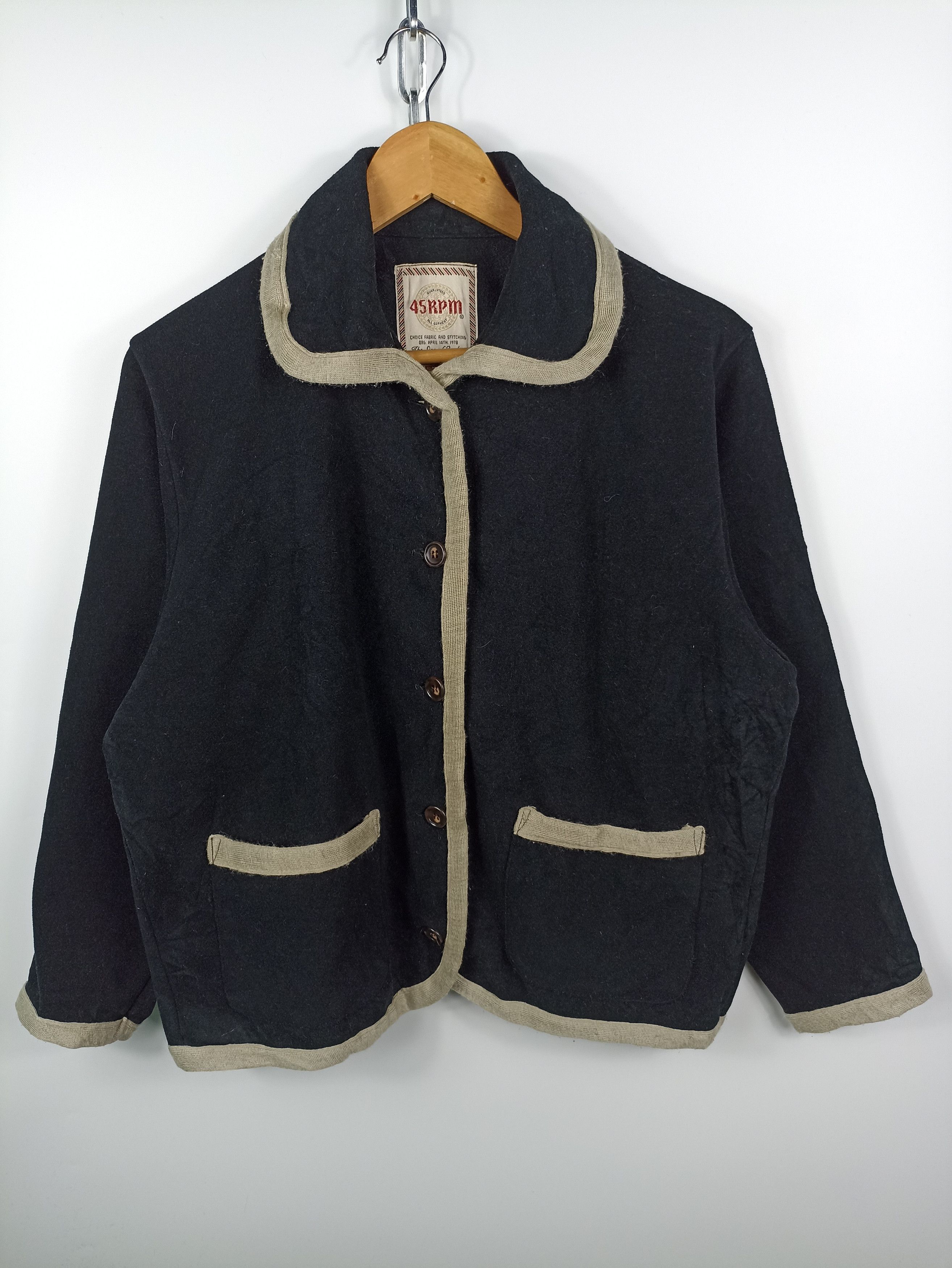 image of Vintage 45Rpm Special Issued Indigo Cardigan Button Up in Dark Blue, Men's (Size Medium)