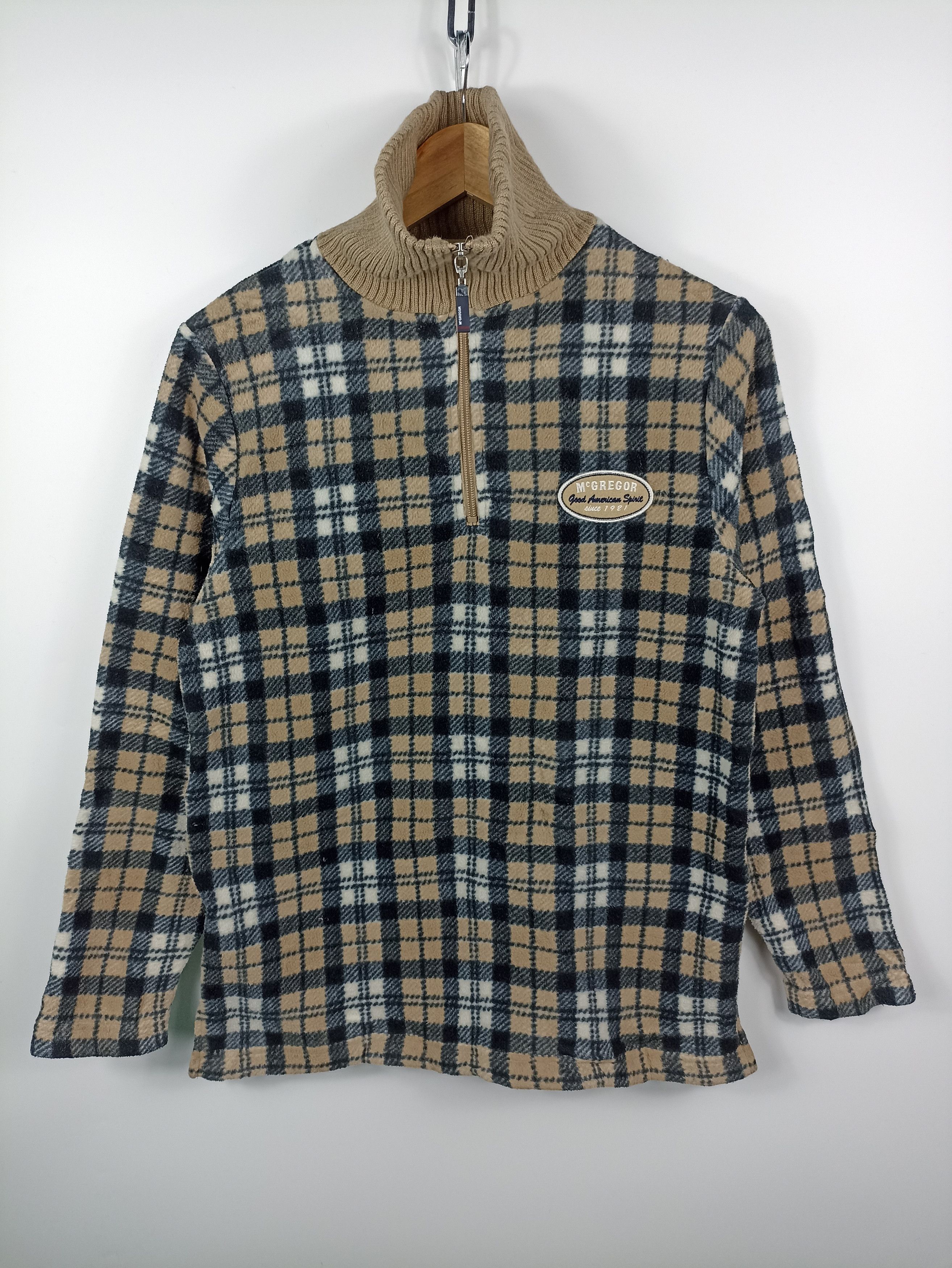 Japanese Brand × McGregor × Vintage Vintage McGregor Fleece Checkered Tutle Neck Size US M / EU 48-50 / 2 - 1 Thumbnail