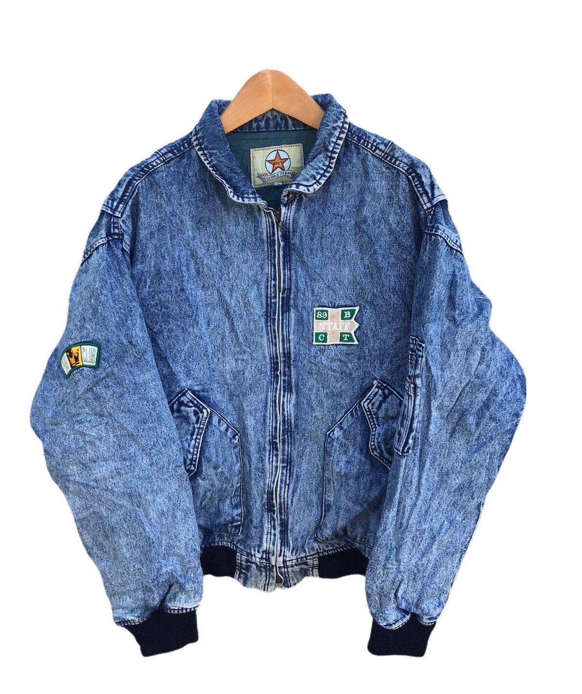 Vintage Vintage Club & team racing blue way bomber denim jacket Size US M / EU 48-50 / 2 - 4 Thumbnail