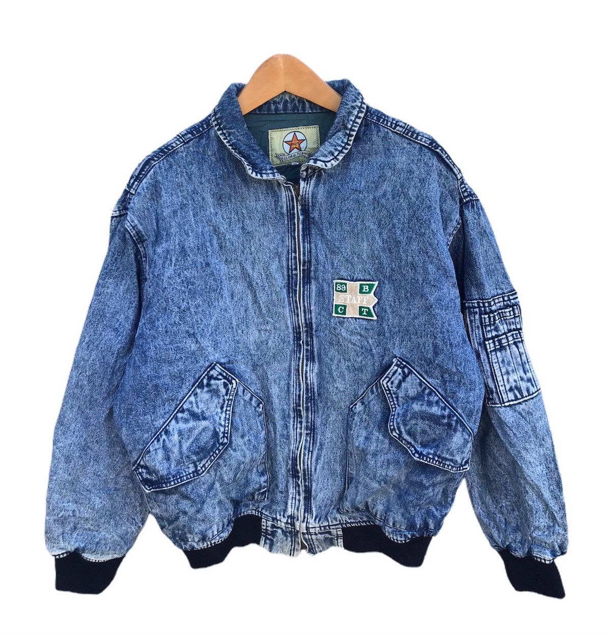 Vintage Vintage Club & team racing blue way bomber denim jacket Size US M / EU 48-50 / 2 - 1 Thumbnail