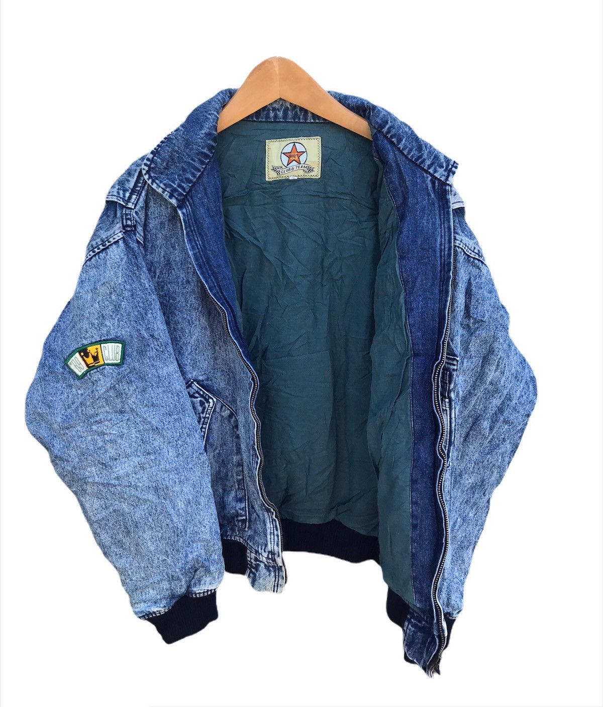 Vintage Vintage Club & team racing blue way bomber denim jacket Size US M / EU 48-50 / 2 - 5 Thumbnail