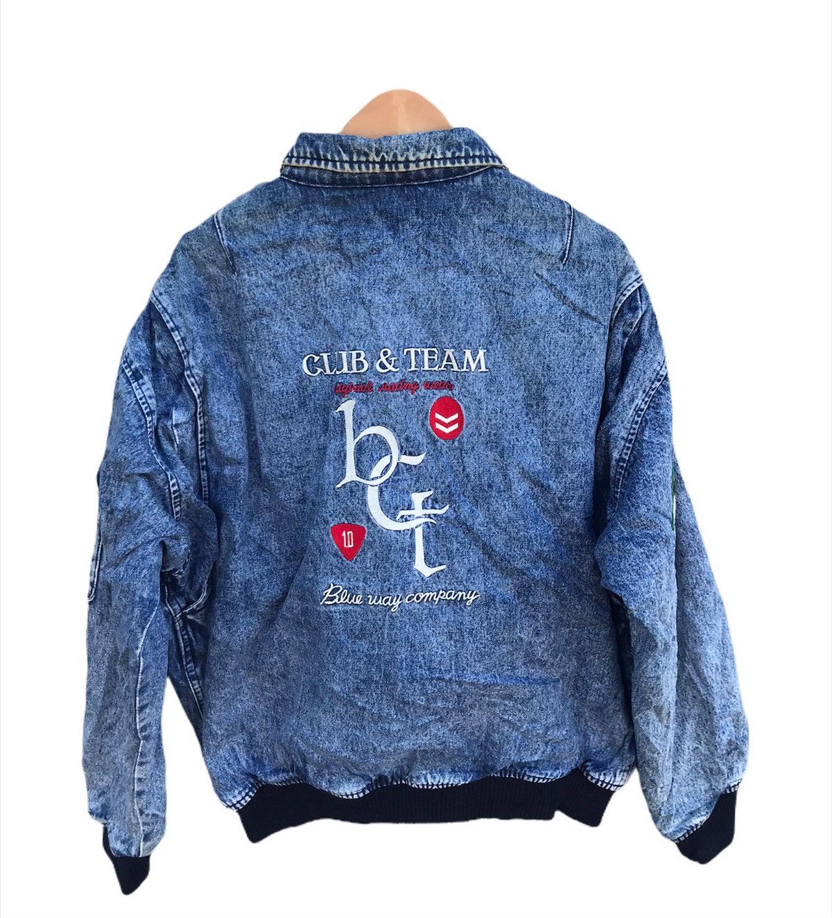 Vintage Vintage Club & team racing blue way bomber denim jacket Size US M / EU 48-50 / 2 - 6 Thumbnail