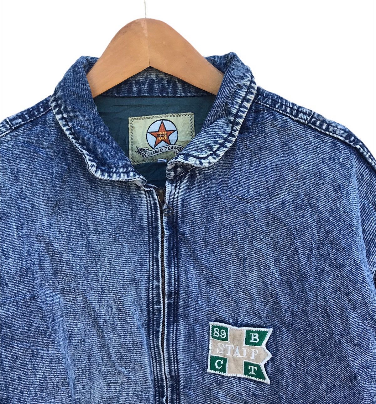 Vintage Vintage Club & team racing blue way bomber denim jacket Size US M / EU 48-50 / 2 - 3 Thumbnail