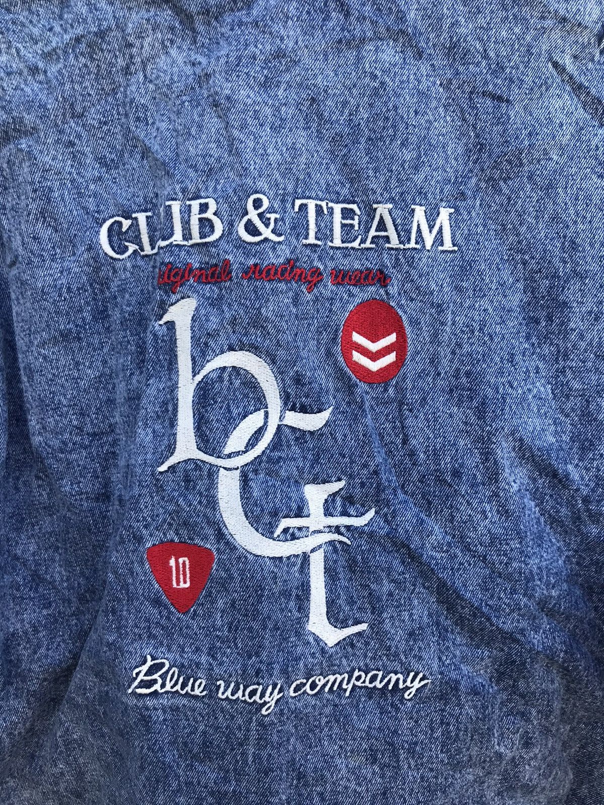 Vintage Vintage Club & team racing blue way bomber denim jacket Size US M / EU 48-50 / 2 - 7 Thumbnail