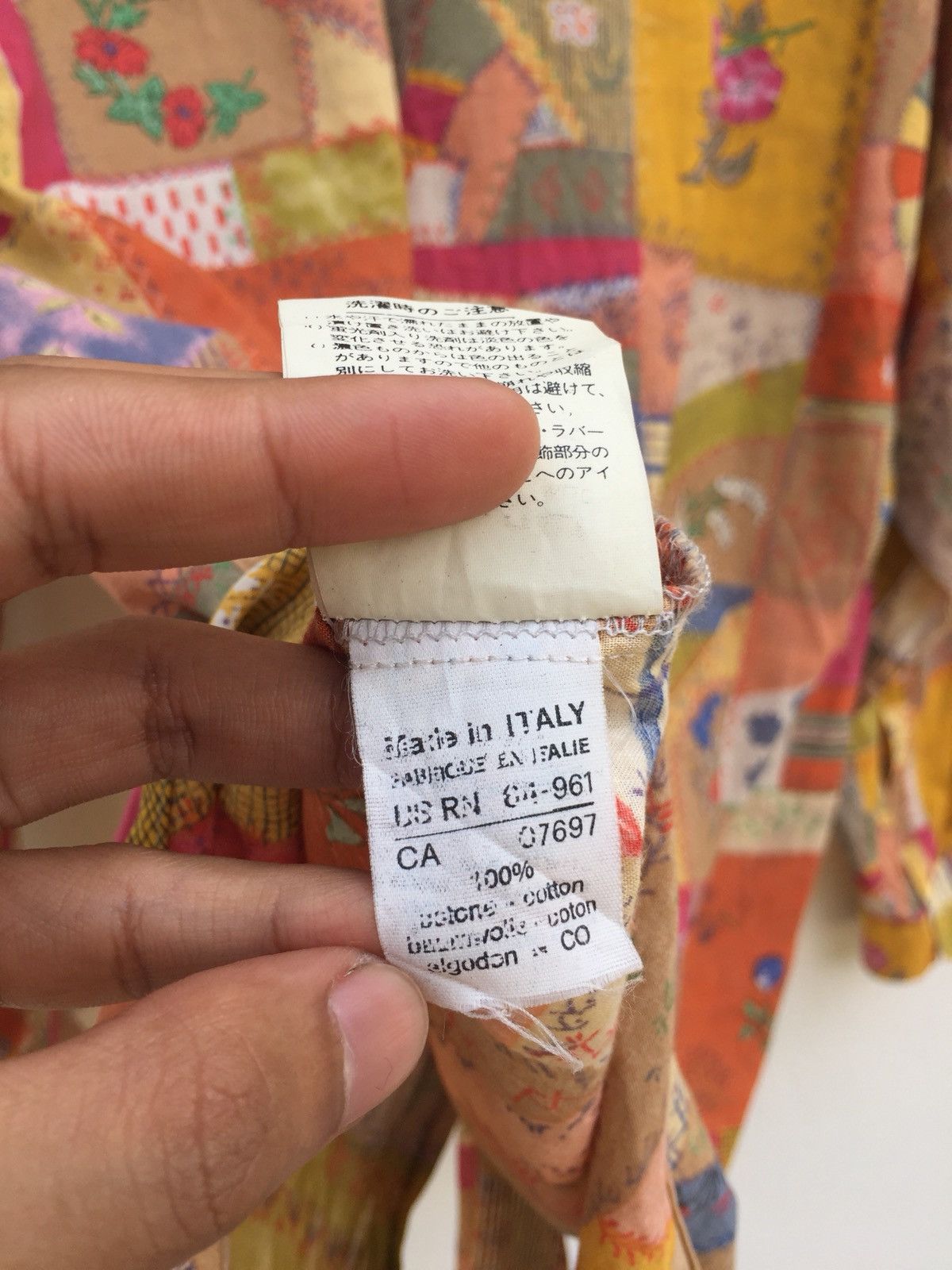 Benetton DOPE🔥90s Patchwork Multicolor Pop Art B/D Shirt Size US L / EU 52-54 / 3 - 6 Thumbnail