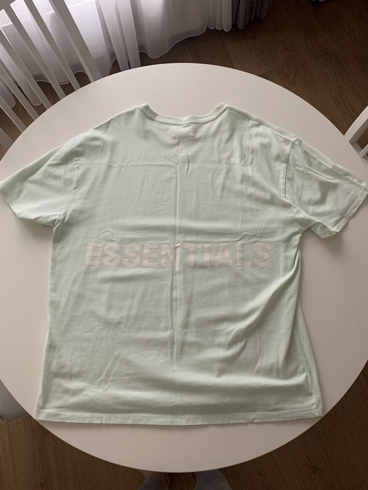 image of Fear Of God Essentials Pale Mint Green Oversized T-Shirt in Blue, Men's (Size Medium)