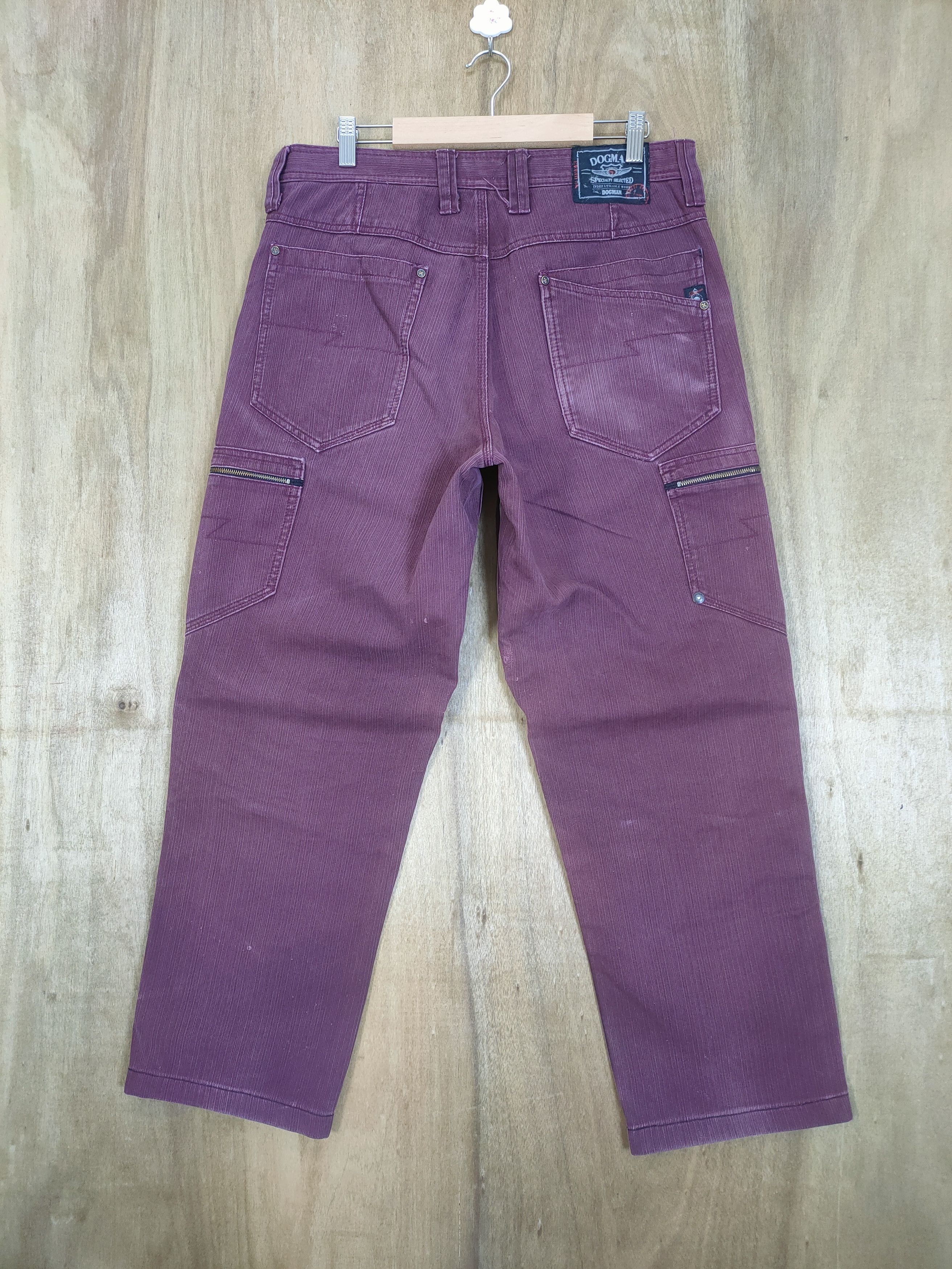 Japanese Brand VINTAGE DOGMAN FADED MAROON BAGGY CARGO PANTS Size US 34 / EU 50 - 8 Thumbnail