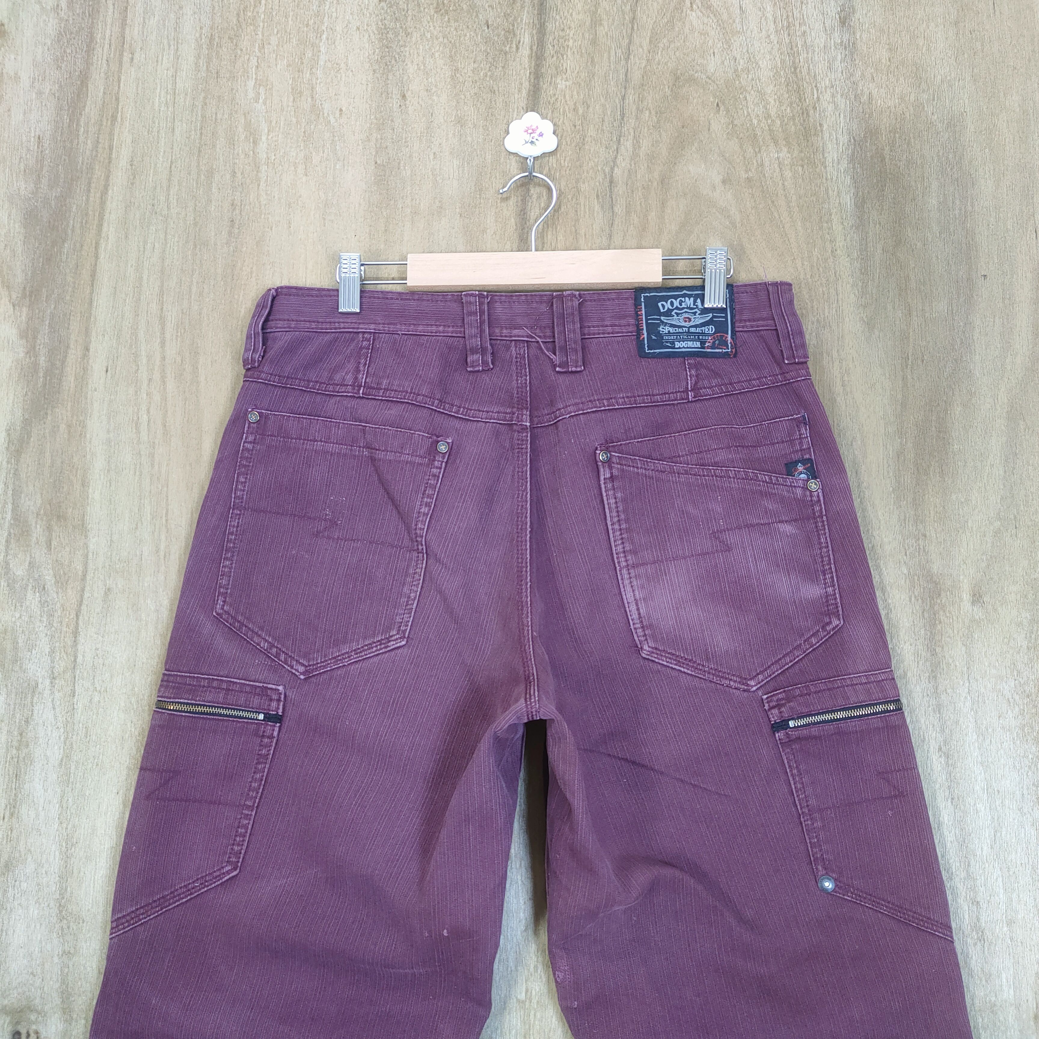 Japanese Brand VINTAGE DOGMAN FADED MAROON BAGGY CARGO PANTS Size US 34 / EU 50 - 9 Thumbnail