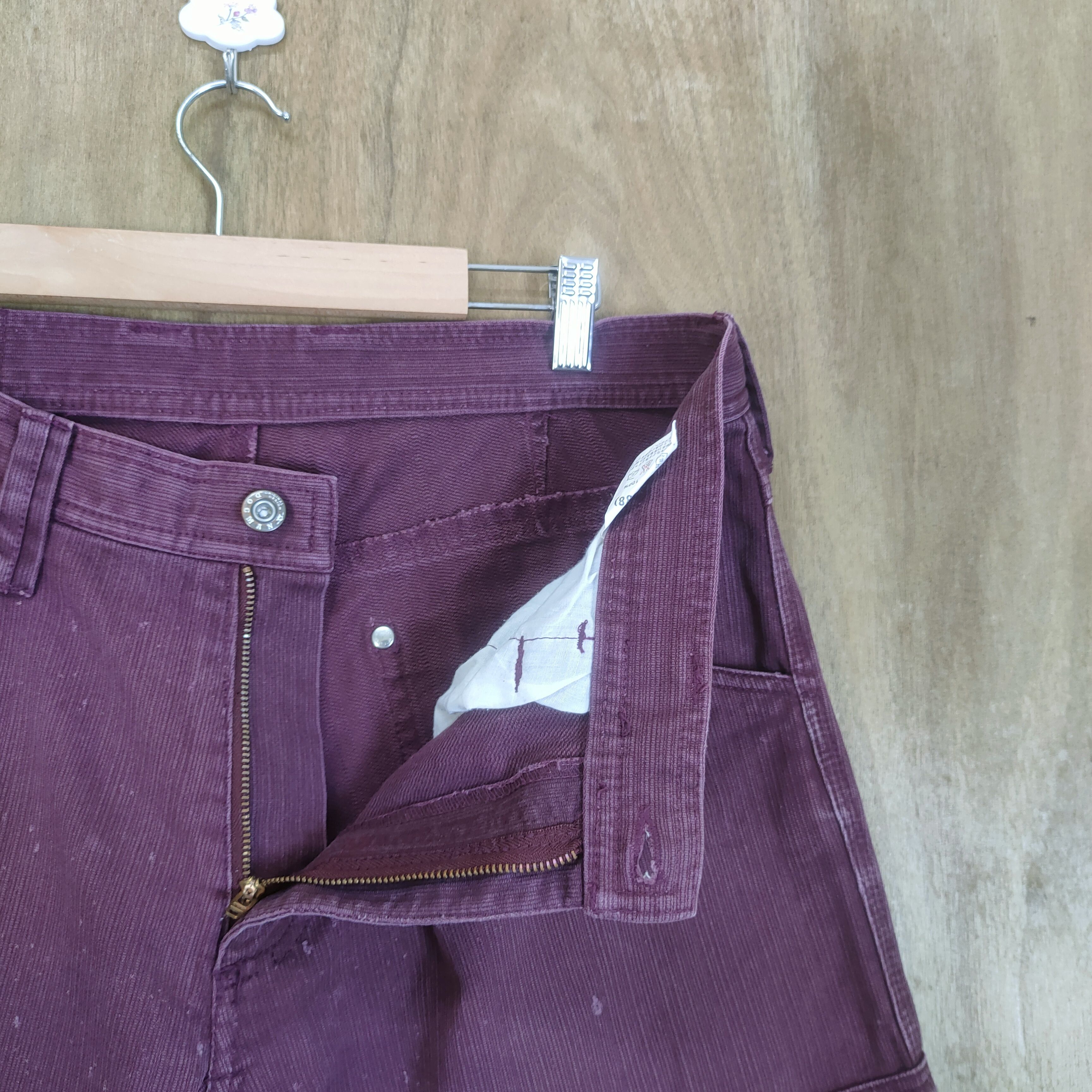Japanese Brand VINTAGE DOGMAN FADED MAROON BAGGY CARGO PANTS Size US 34 / EU 50 - 14 Thumbnail