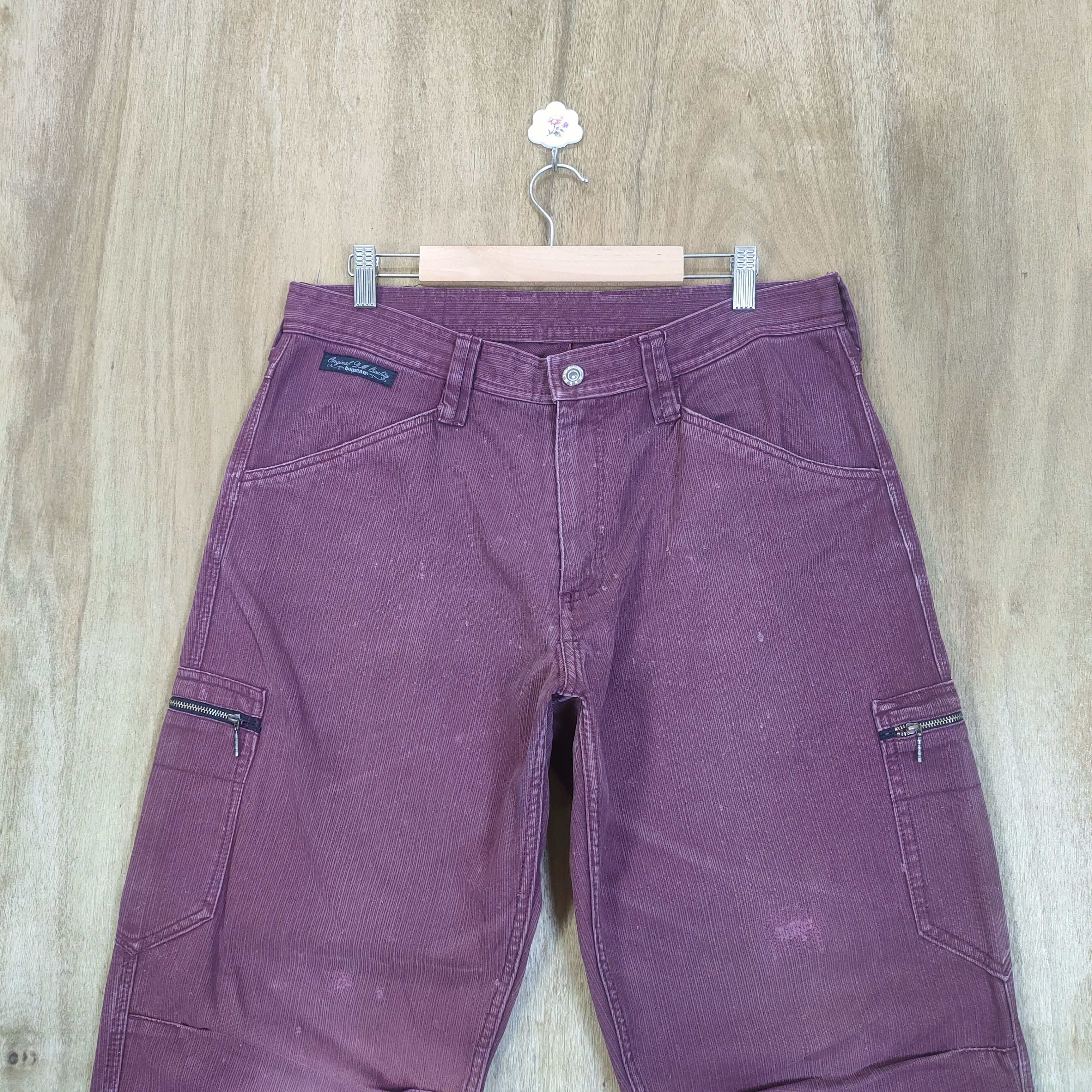 Japanese Brand VINTAGE DOGMAN FADED MAROON BAGGY CARGO PANTS Size US 34 / EU 50 - 2 Thumbnail