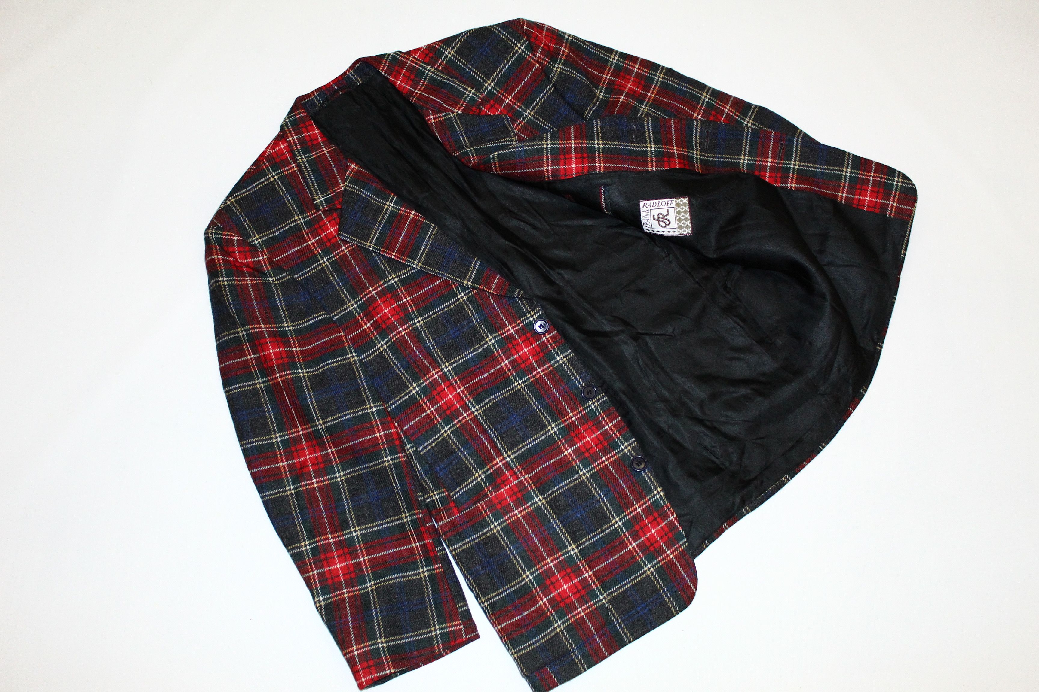 Other UK 80s Rare Frank Radloff Blazer Jacket Punk Tartan Classics Size US L / EU 52-54 / 3 - 9 Thumbnail