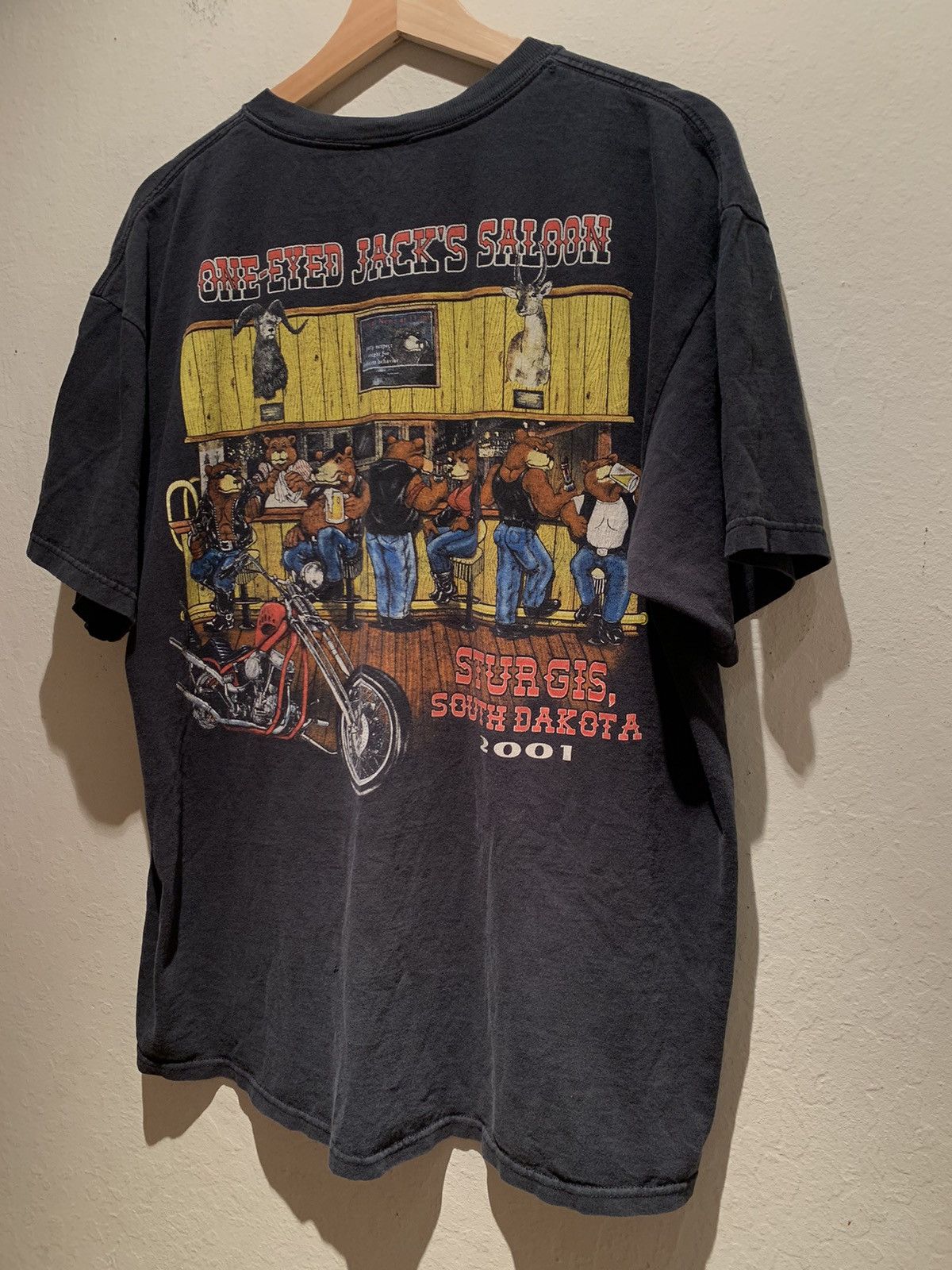 Vintage *RARE* Vintage 2001 Sturgis One-Eyed Jacks Saloon T-Shirt XL Size US XL / EU 56 / 4 - 1 Thumbnail