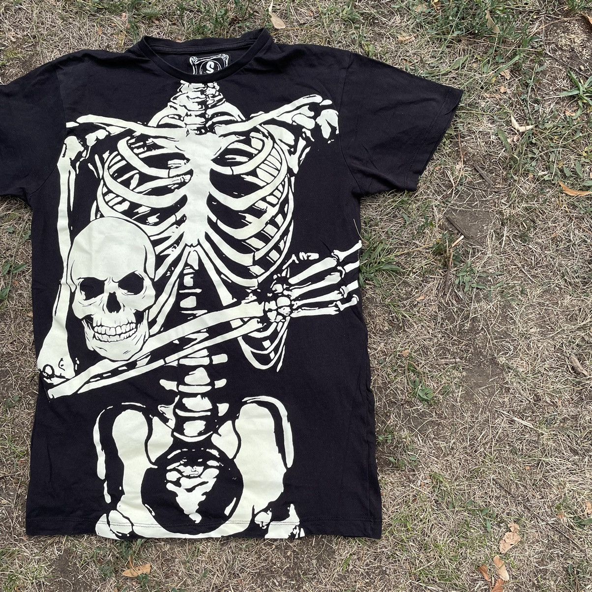 Vintage Vintage Y2K Skeleton Graphic Tee Punk Grunge Black Faded S Size US S / EU 44-46 / 1 - 3 Thumbnail