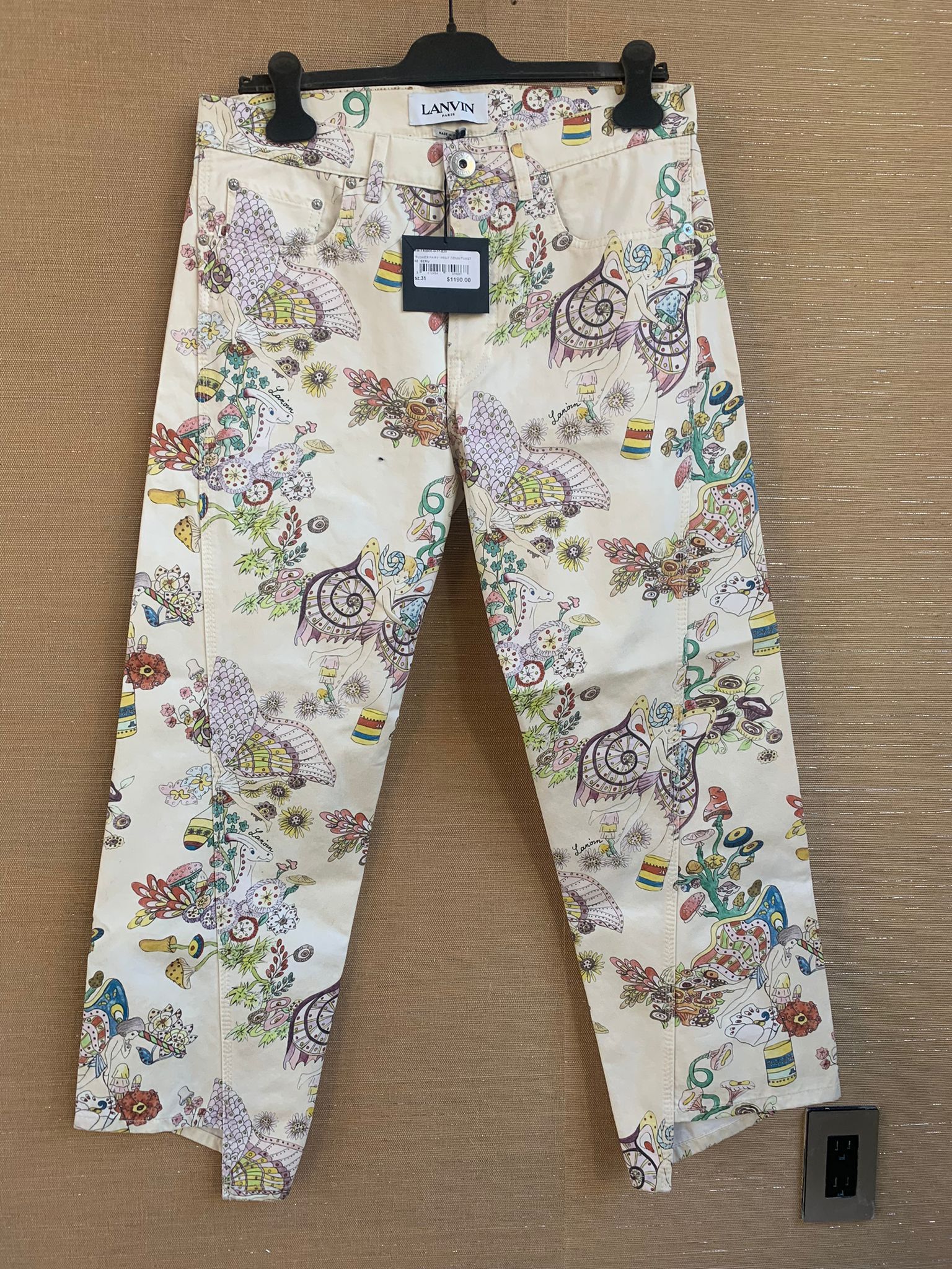 image of Lanvin Flower Fairy Denim in Ecru, Men's (Size 31)