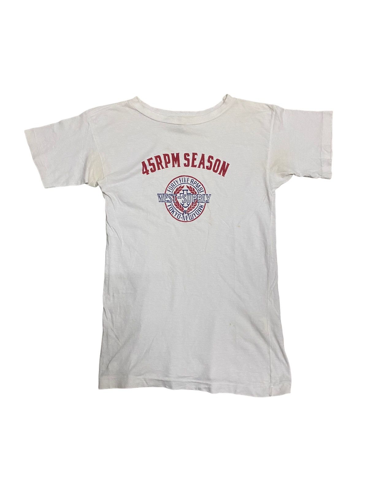 45rpm × Japanese Brand × Vintage Vintage 45rpm Season Japanese White Tee Size S / US 4 / IT 40 - 1 Thumbnail