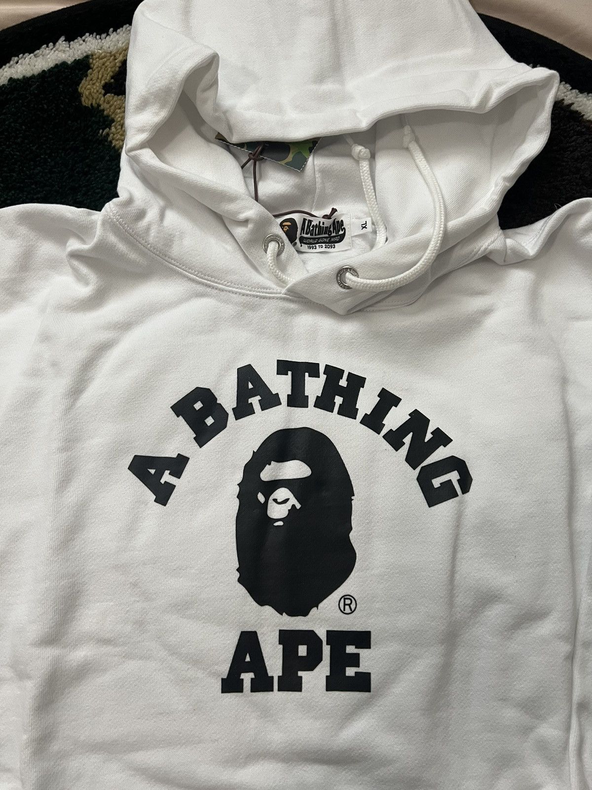 image of Bape College Hoodie White Xl, Men's