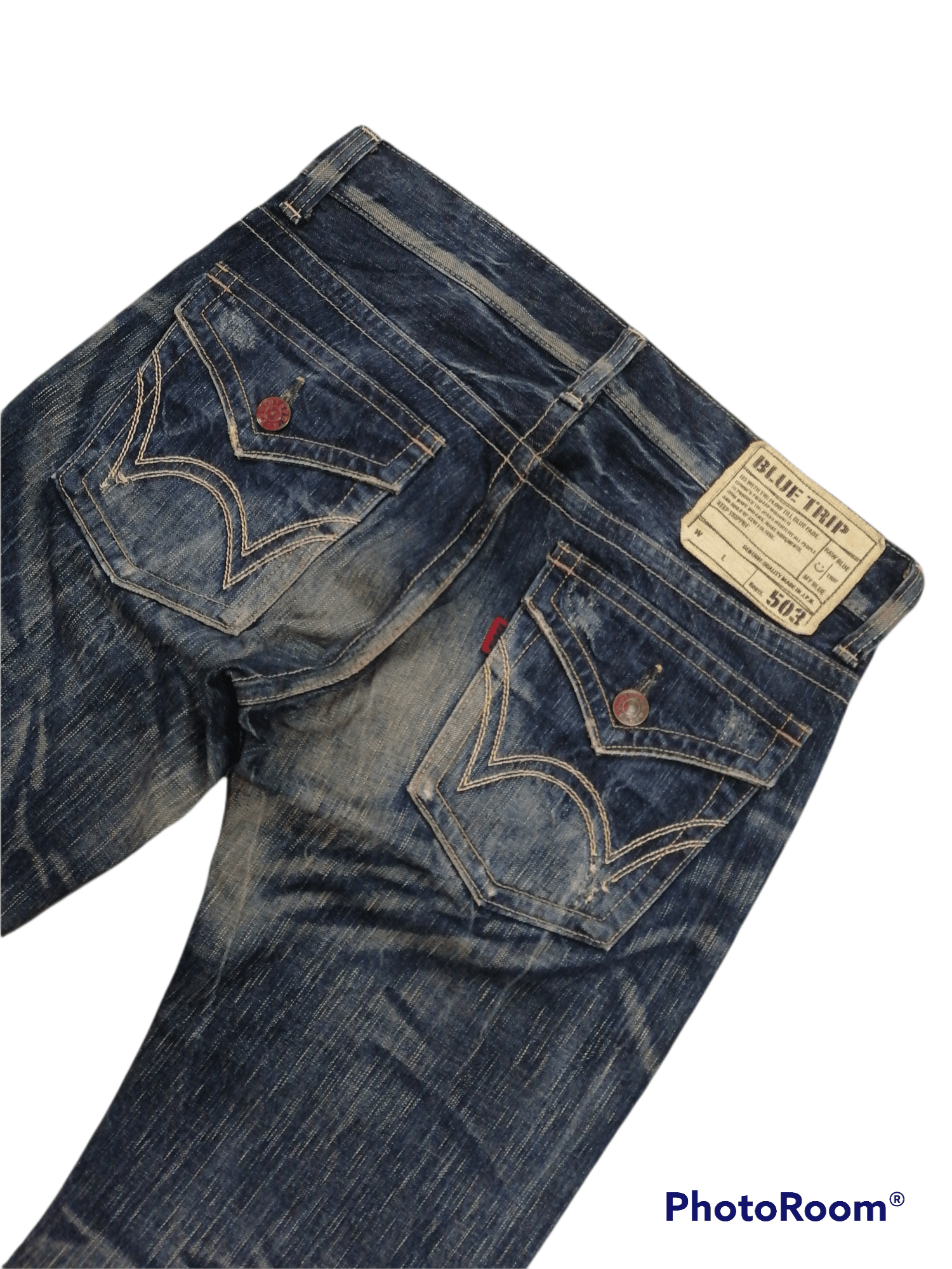 Hysteric Glamour Hot Item🔥Edwin Flare 503 Blue Trip Distressed Denim Pants⚡ Size US 32 / EU 48 - 7 Thumbnail