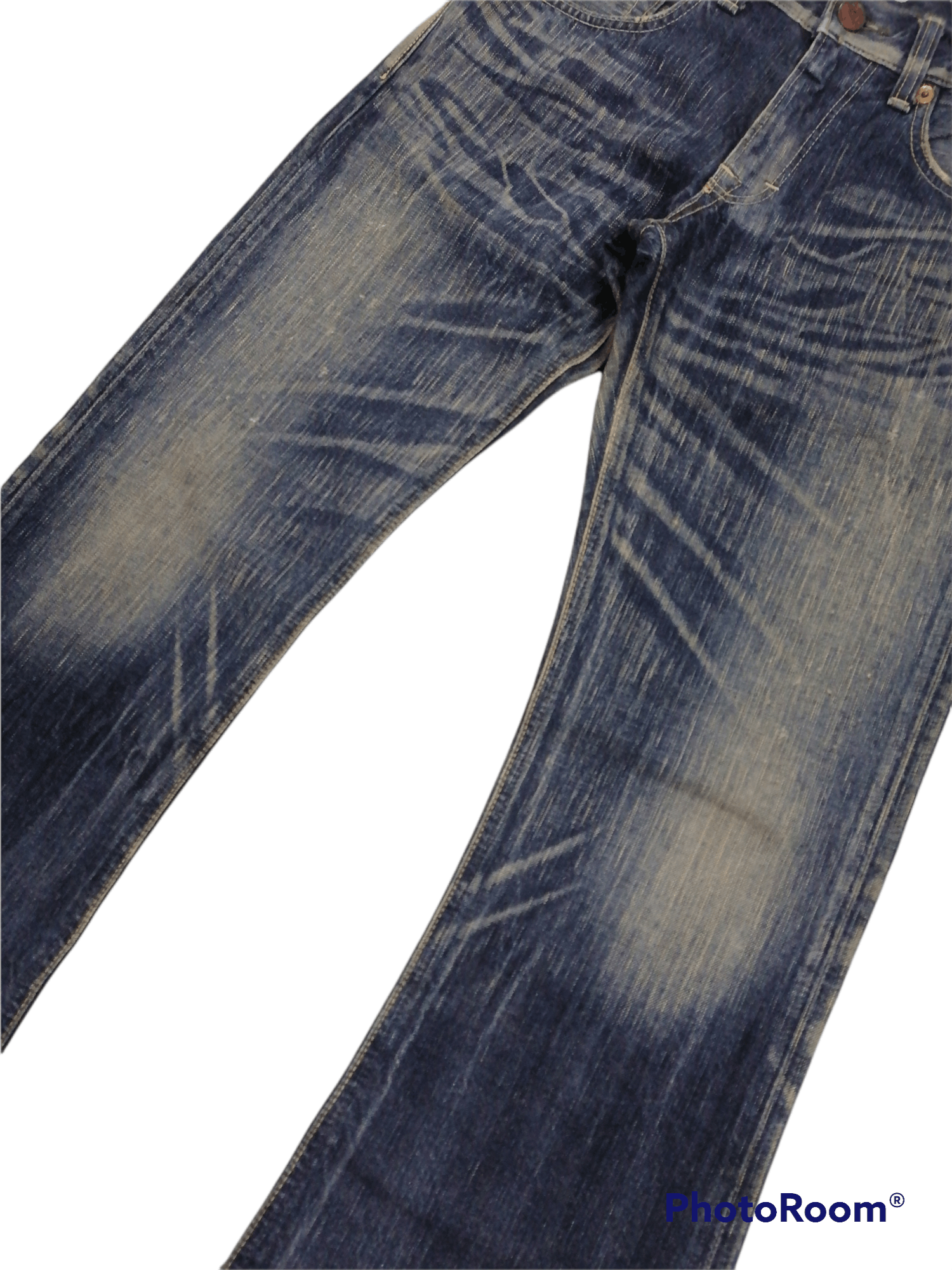 Hysteric Glamour Hot Item🔥Edwin Flare 503 Blue Trip Distressed Denim Pants⚡ Size US 32 / EU 48 - 3 Thumbnail