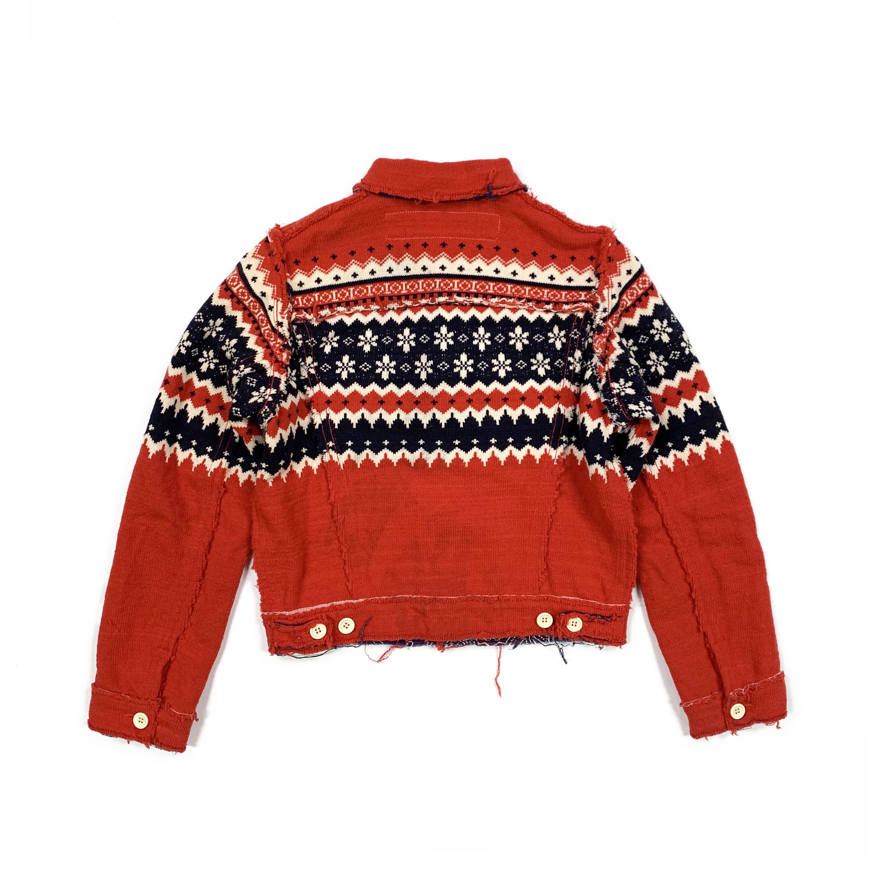 Comme des Garcons 2003 Nordic Knit Trucker Jacket Size US XS / EU 42 / 0 - 6 Thumbnail