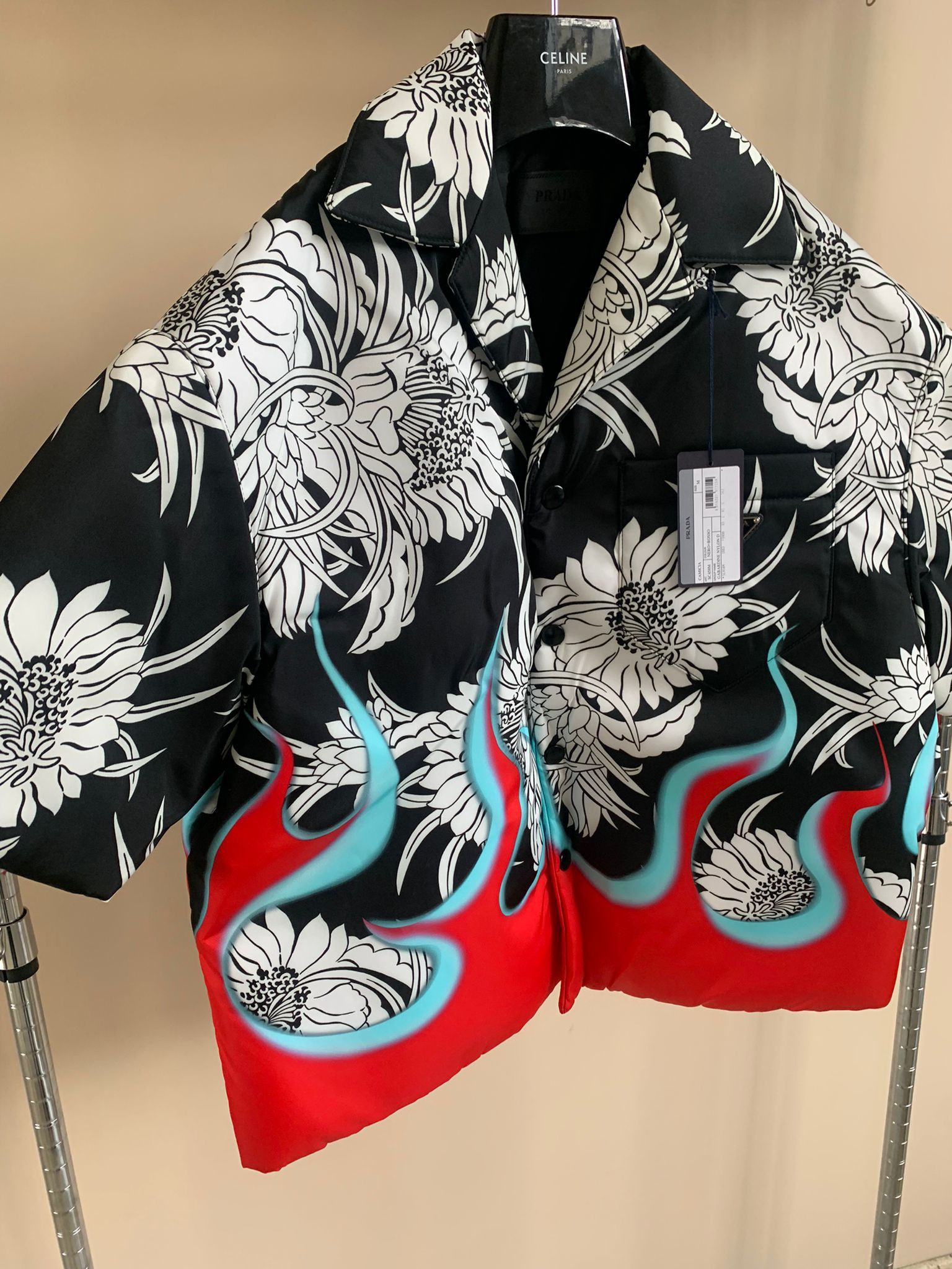 Prada Floral Flame Padded Jacket in Multicolor Size US M / EU 48-50 / 2 - 7 Thumbnail