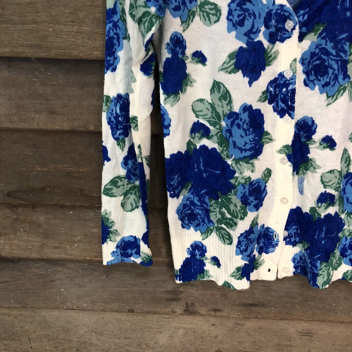Japanese Brand Azul Flowers Blue art japan Cardigan #6922 Size S / US 4 / IT 40 - 4 Thumbnail