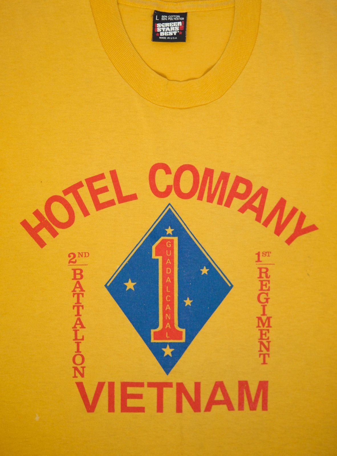 Vintage Vintage 90s WWII Hotel Company Vietnam Guadalcanal T Shirt Size US L / EU 52-54 / 3 - 3 Thumbnail