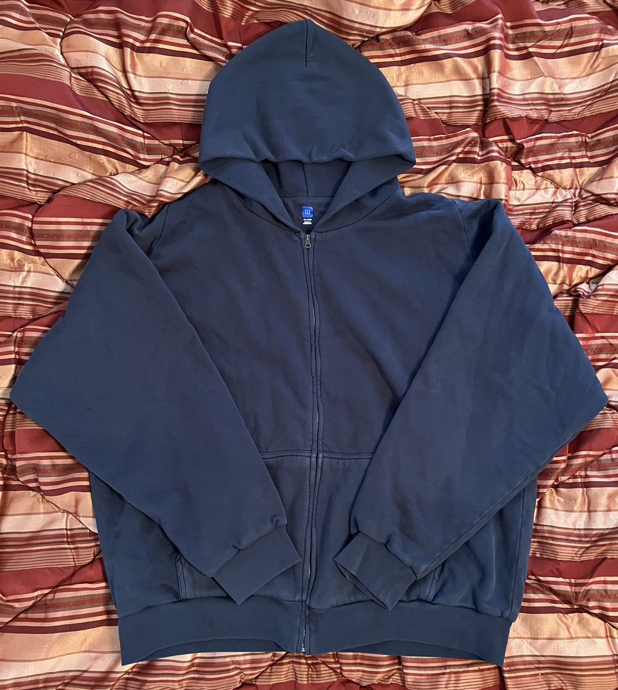 image of Unreleased Yeezy X Gap Navy Zip Up Hoodie, Men's (Size 2XL)