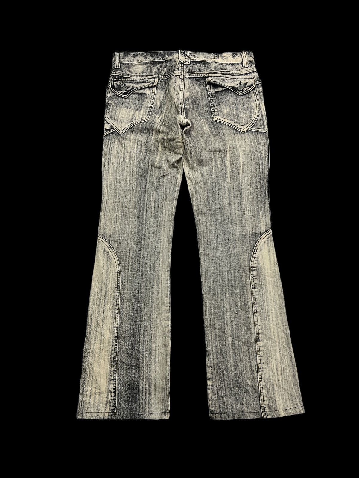 Other FLARED💥SICK🔥 Y2K ACID WASH CRAZY DESIGN PUNK STYLE Size US 35 - 7 Thumbnail