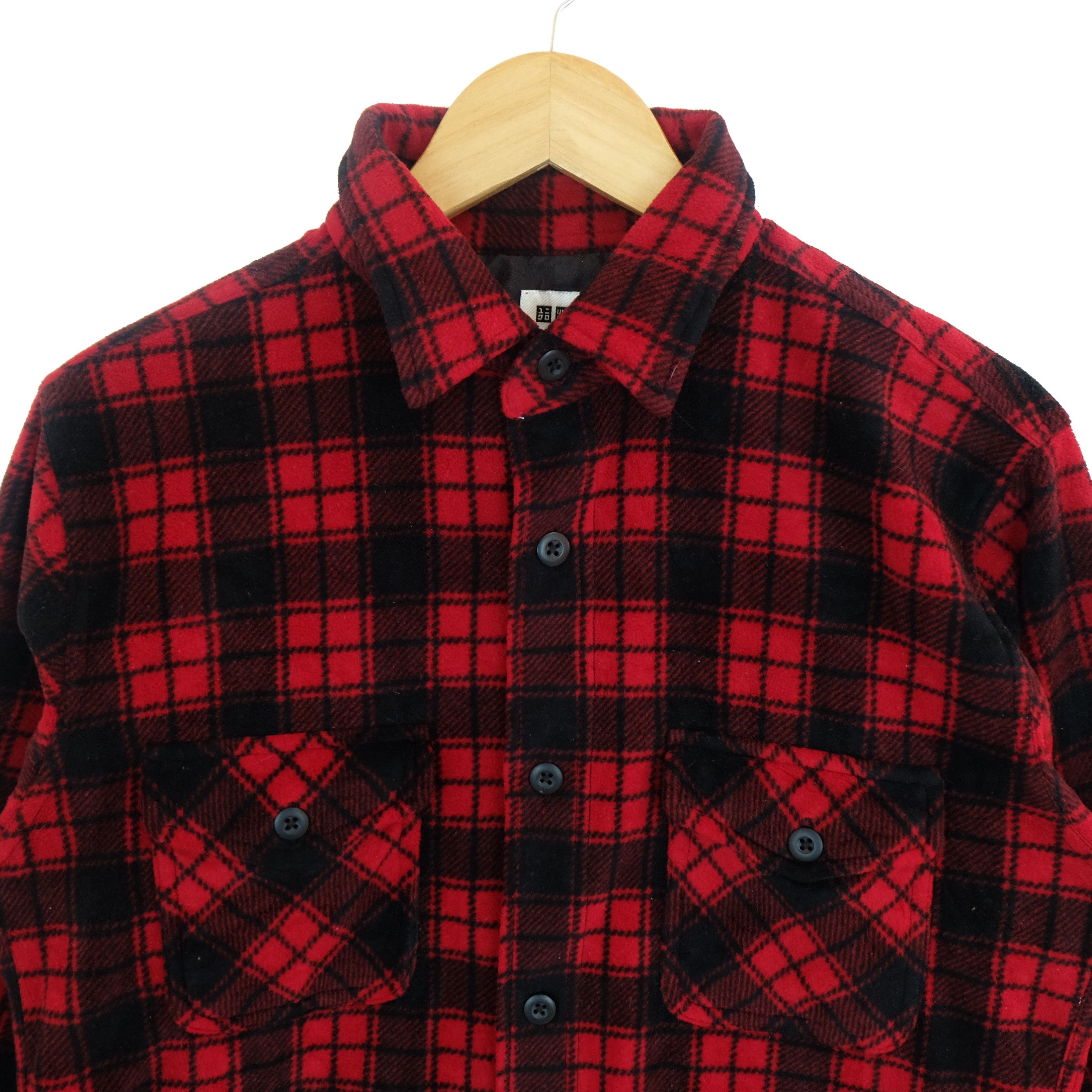 Flannel × Japanese Brand × Uniqlo UNIQLO Red Check Button Up Fleece Shirt Flannel Cowboy Size US M / EU 48-50 / 2 - 4 Thumbnail