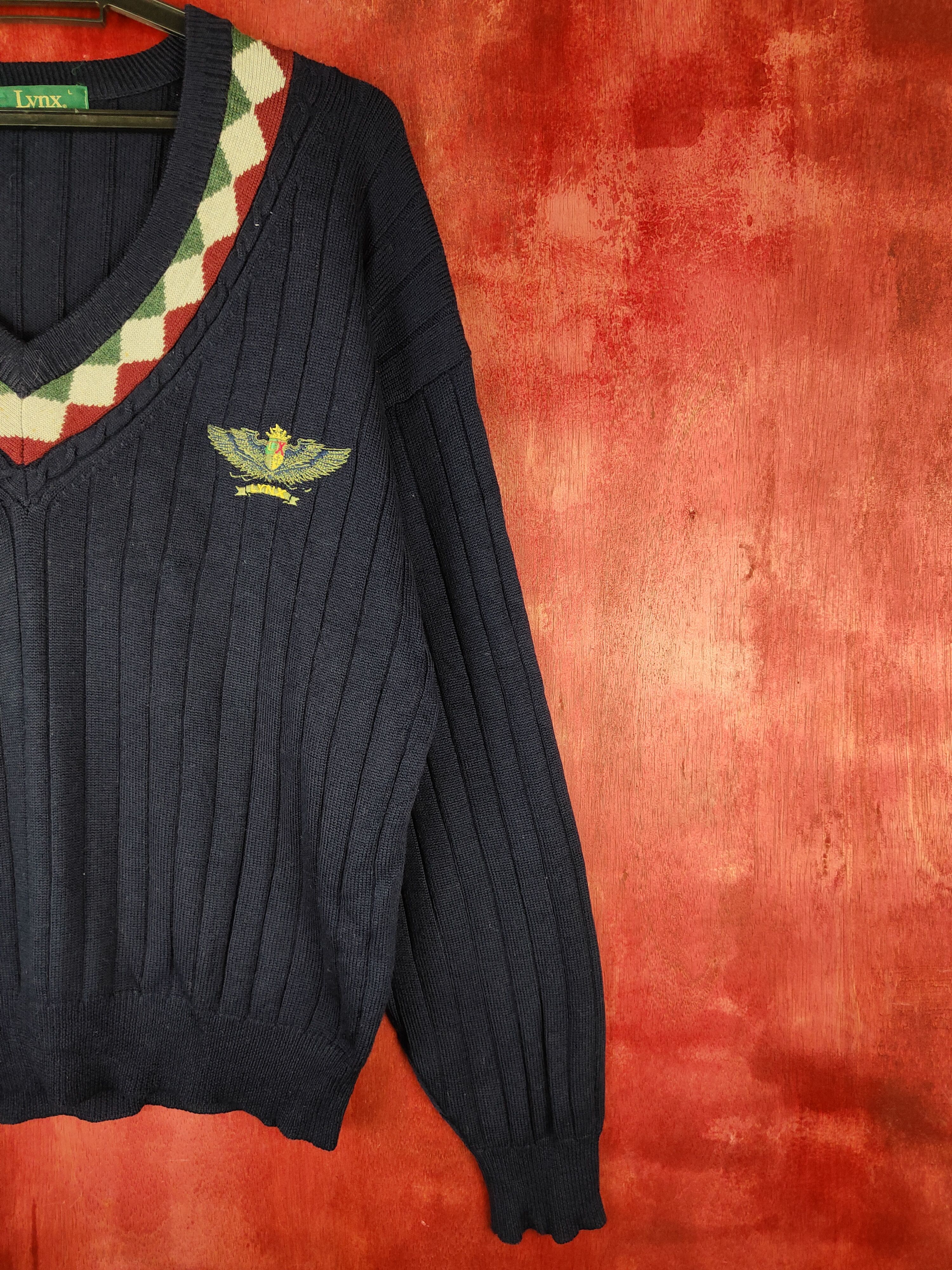 Japanese Brand × Vintage Lynx vintage Dark Blue Knitwear Sweatshirt #5488 Size US L / EU 52-54 / 3 - 6 Thumbnail