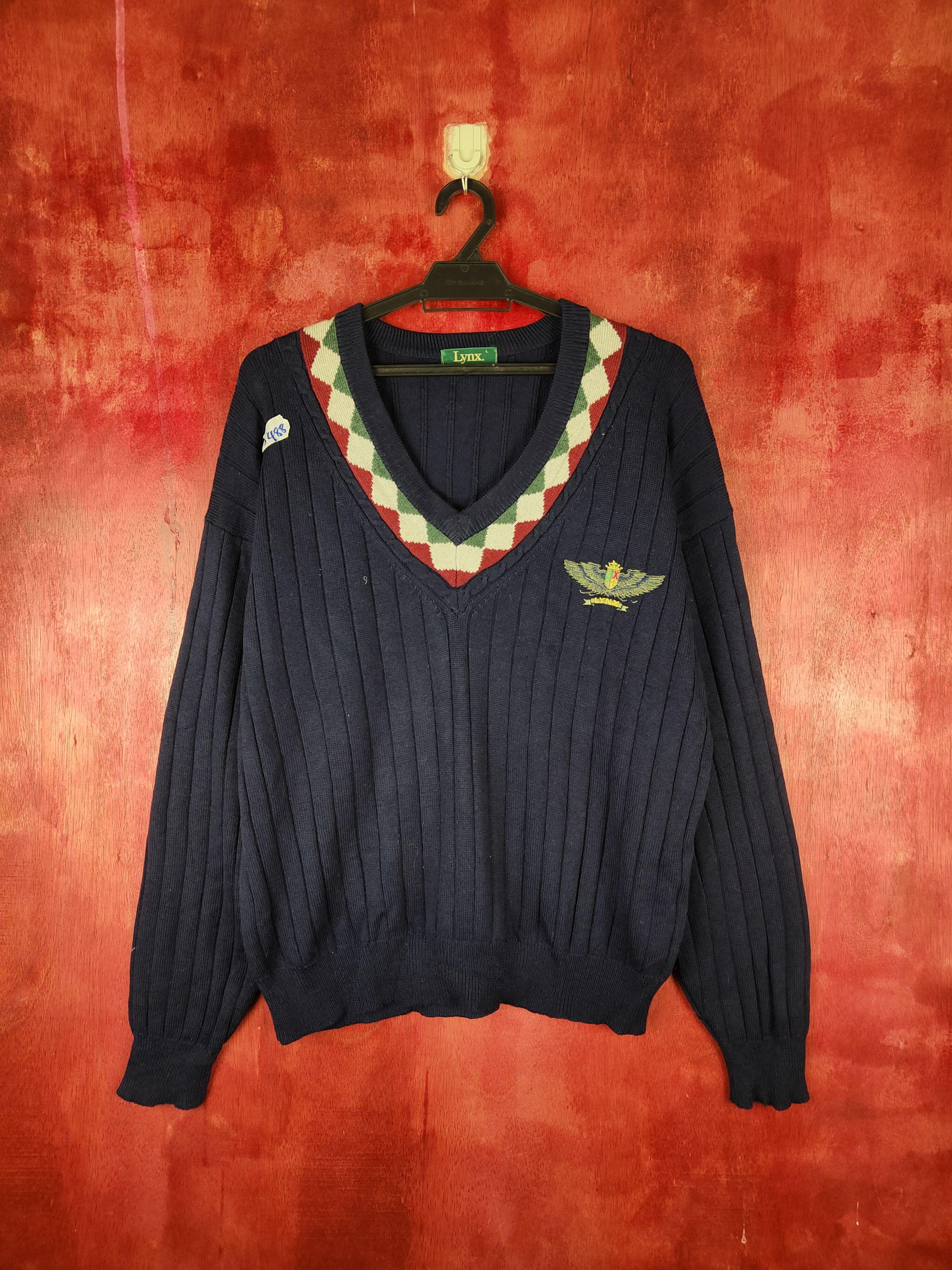 Japanese Brand × Vintage Lynx vintage Dark Blue Knitwear Sweatshirt #5488 Size US L / EU 52-54 / 3 - 1 Thumbnail