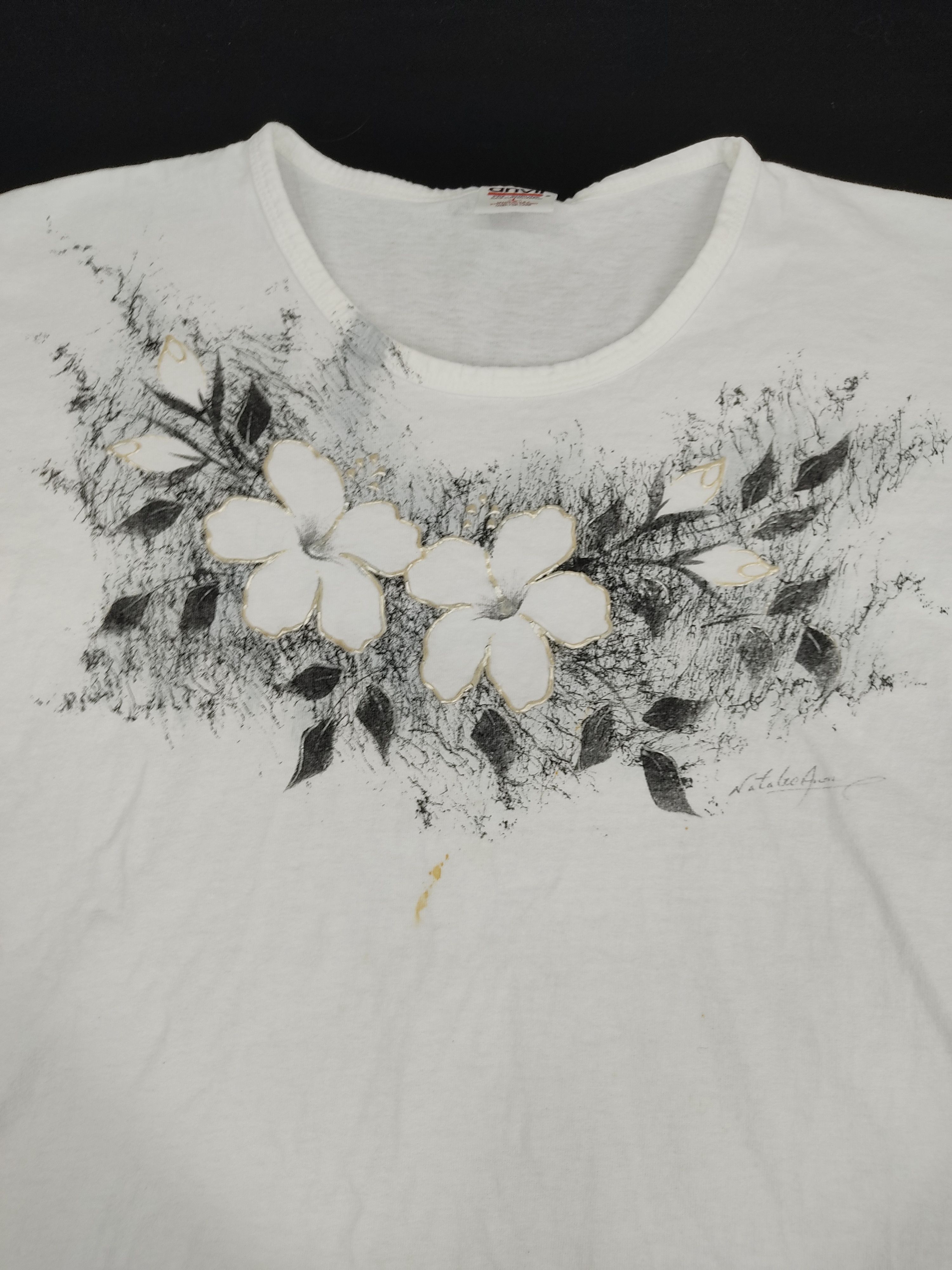 Designer Vintage 90s Anvil Floral Tee Art By Natalia Aral USA Size M / US 6-8 / IT 42-44 - 2 Thumbnail