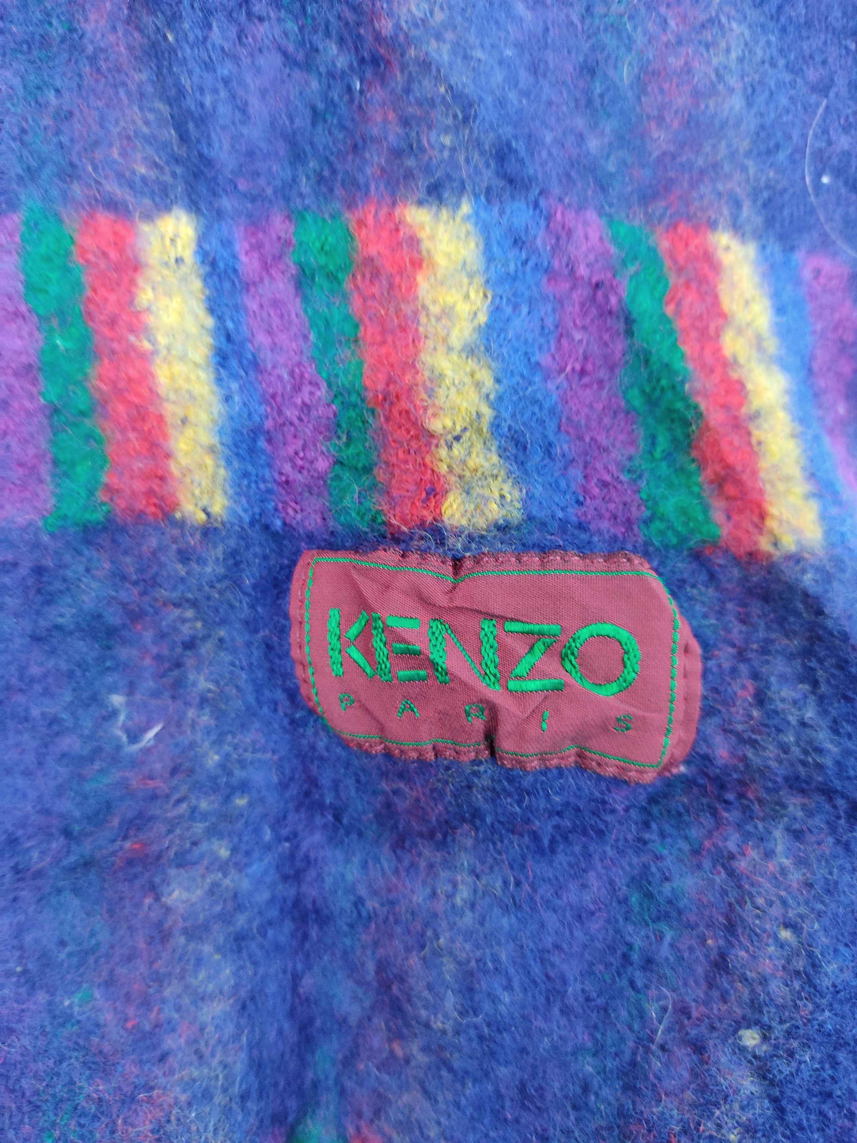 Japanese Brand Vintage Kenzo Paris Rainbow Striped Muffler Pure Cashmere Size ONE SIZE - 2 Thumbnail