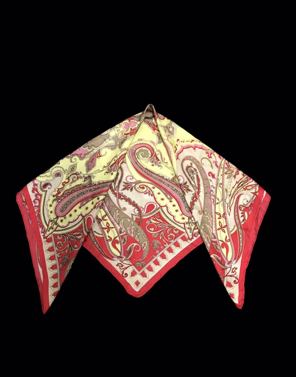 Other Vintage Silk Scarf Abstract Printed Motif Paisley Size ONE SIZE - 3 Thumbnail