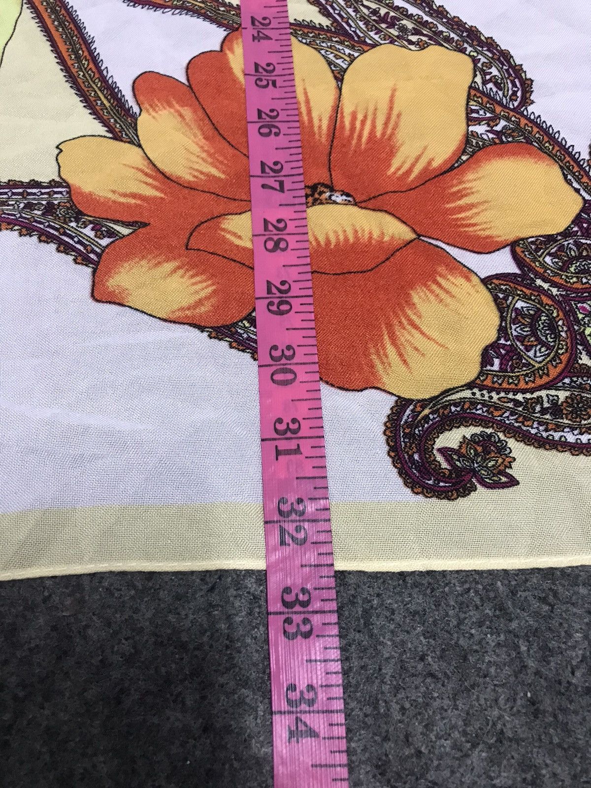 Japanese Brand Vintage Silk Scarf Floral Paisley Goods Printed Screen Size ONE SIZE - 6 Thumbnail