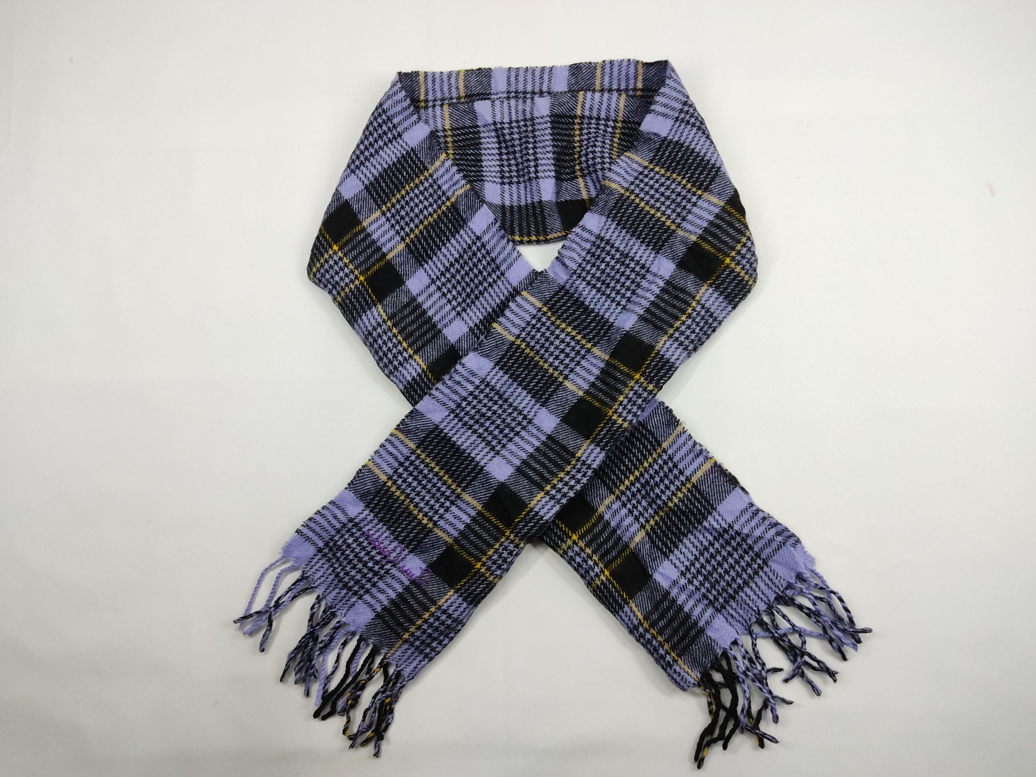 Designer Pierre Cardin Collection Plaid Check Striped Scarf Muffler Size ONE SIZE - 1 Thumbnail