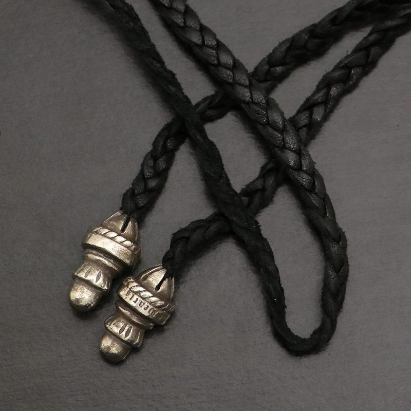 image of Chrome Hearts Bolo Leather Necklace in Black, Men's