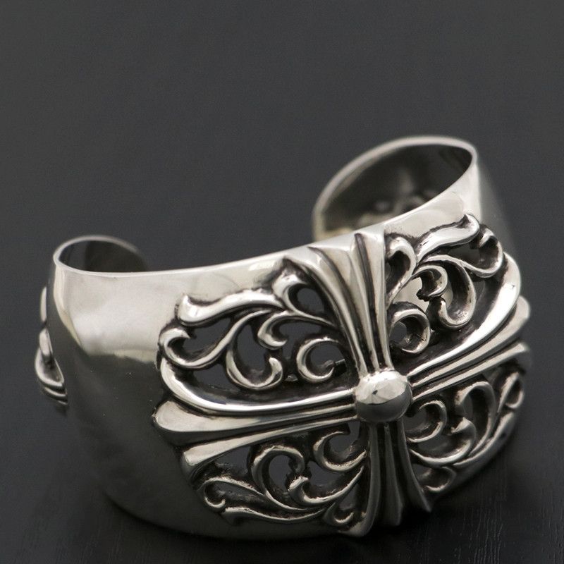 image of Chrome Hearts Floral Bangle in Silver, Men's