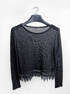 Lauren Conrad Women Sweater 2XL Gray Soft Blue Open Knit Hoodie Bell Sleeve