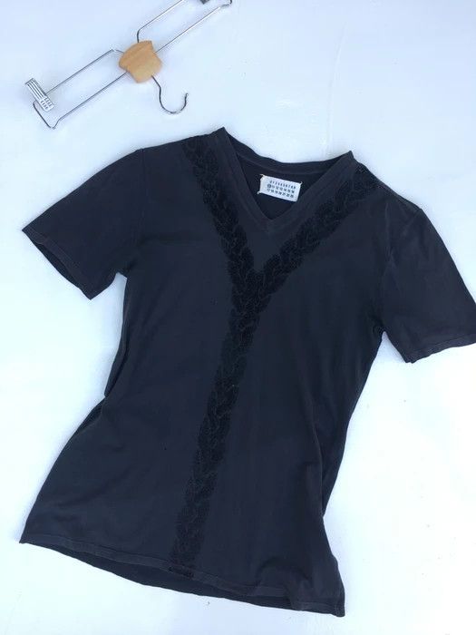 image of Maison Margiela Velvet Design V Neck in Black, Men's (Size Small)