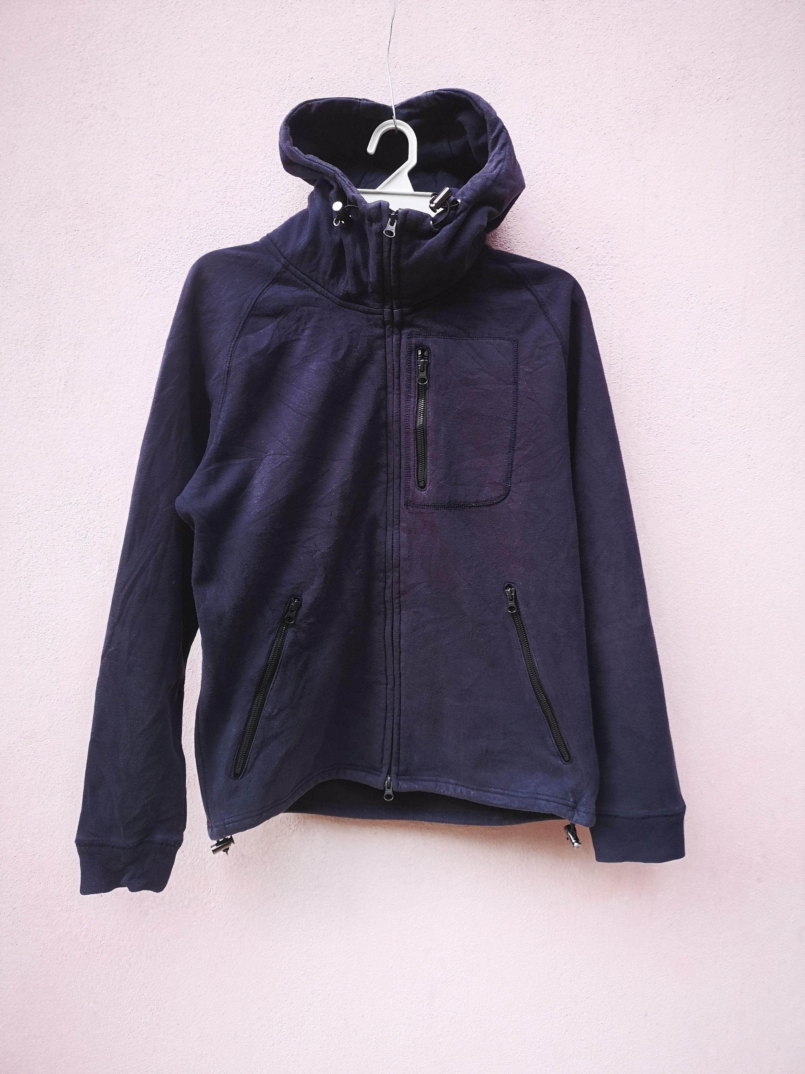 image of Beams Plus Vintage Beams Heart Zipper Hoodie in Blue Black, Men's (Size Large)