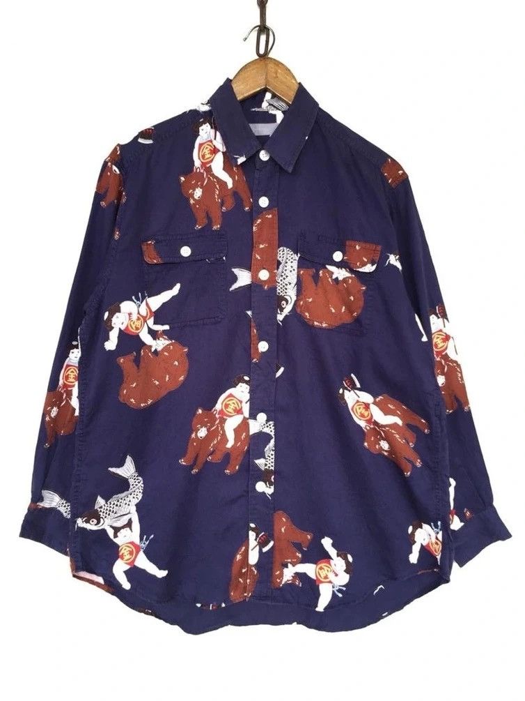 Vintage Vintage Powder Overprint Shirt Button Size US L / EU 52-54 / 3 - 1 Thumbnail