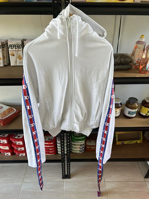 Champion Vetements x Champion SS17 In Progress White Hoodie | Grailed