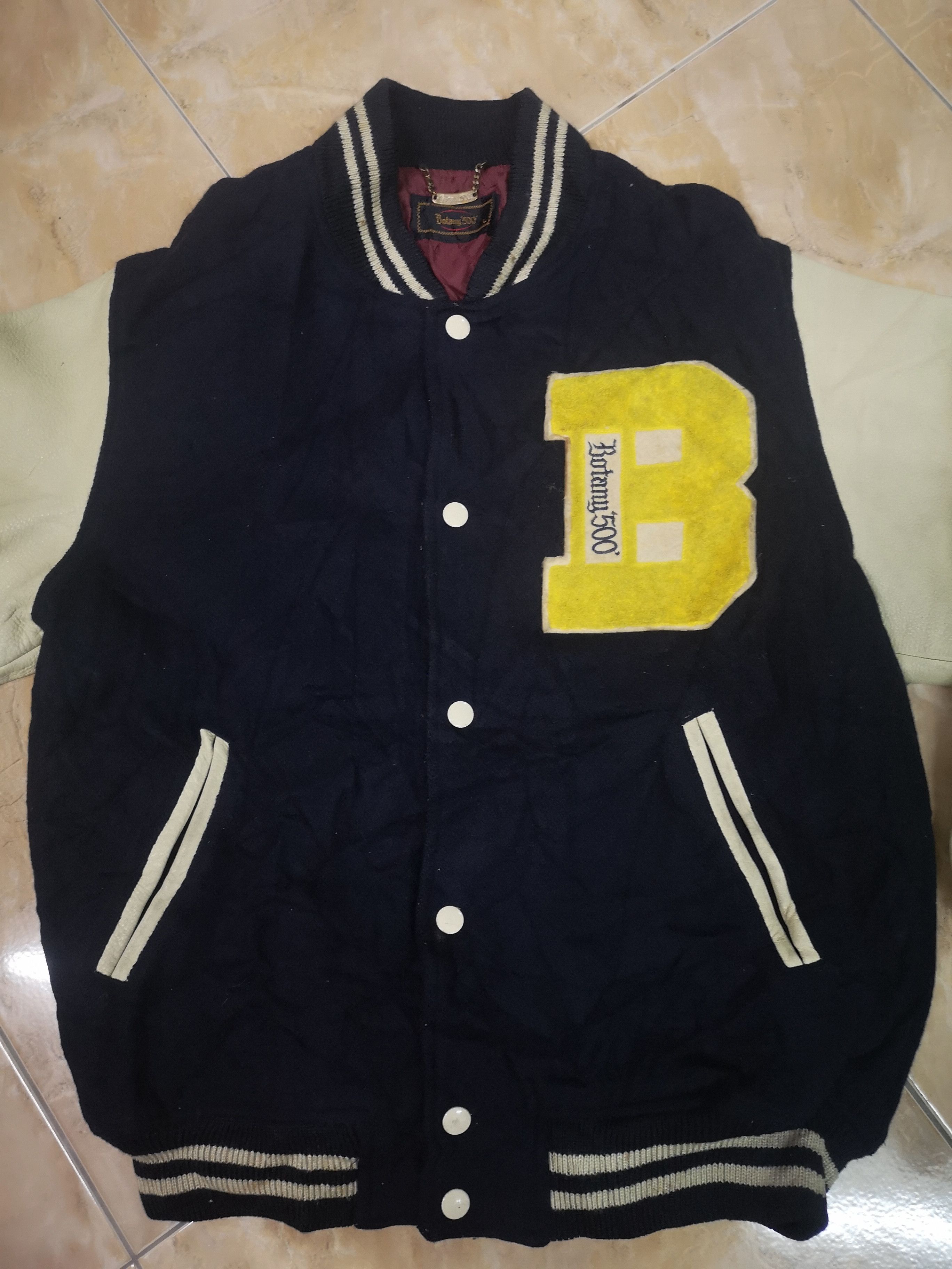 Vintage Vintage Botani Varsity wool/sleeve Leather Size US L / EU 52-54 / 3 - 3 Thumbnail