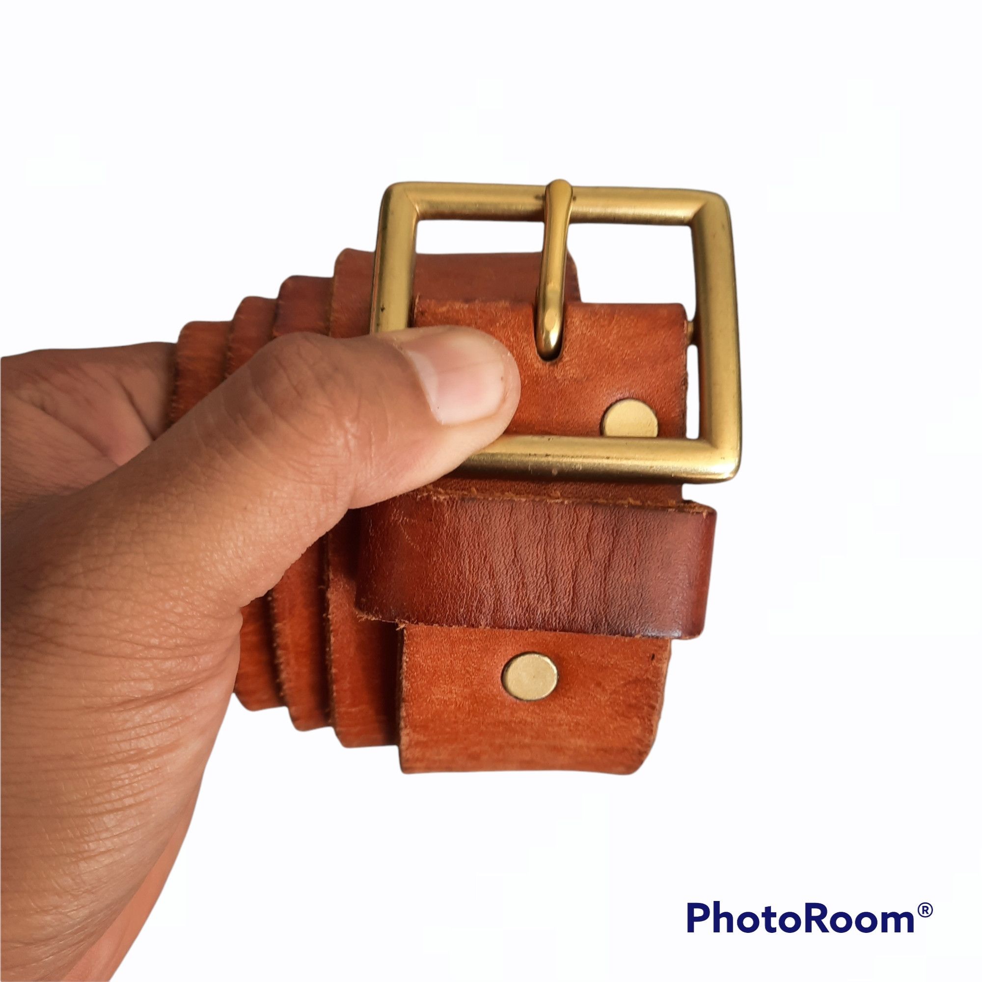 image of Archival Clothing Vintage Garrison Solid Brass Leather Belt, Men's